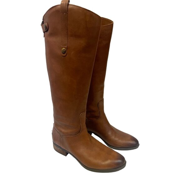 Sam Edelman Penny Whiskey Leather Tall Riding Boots - Picture 3 of 16